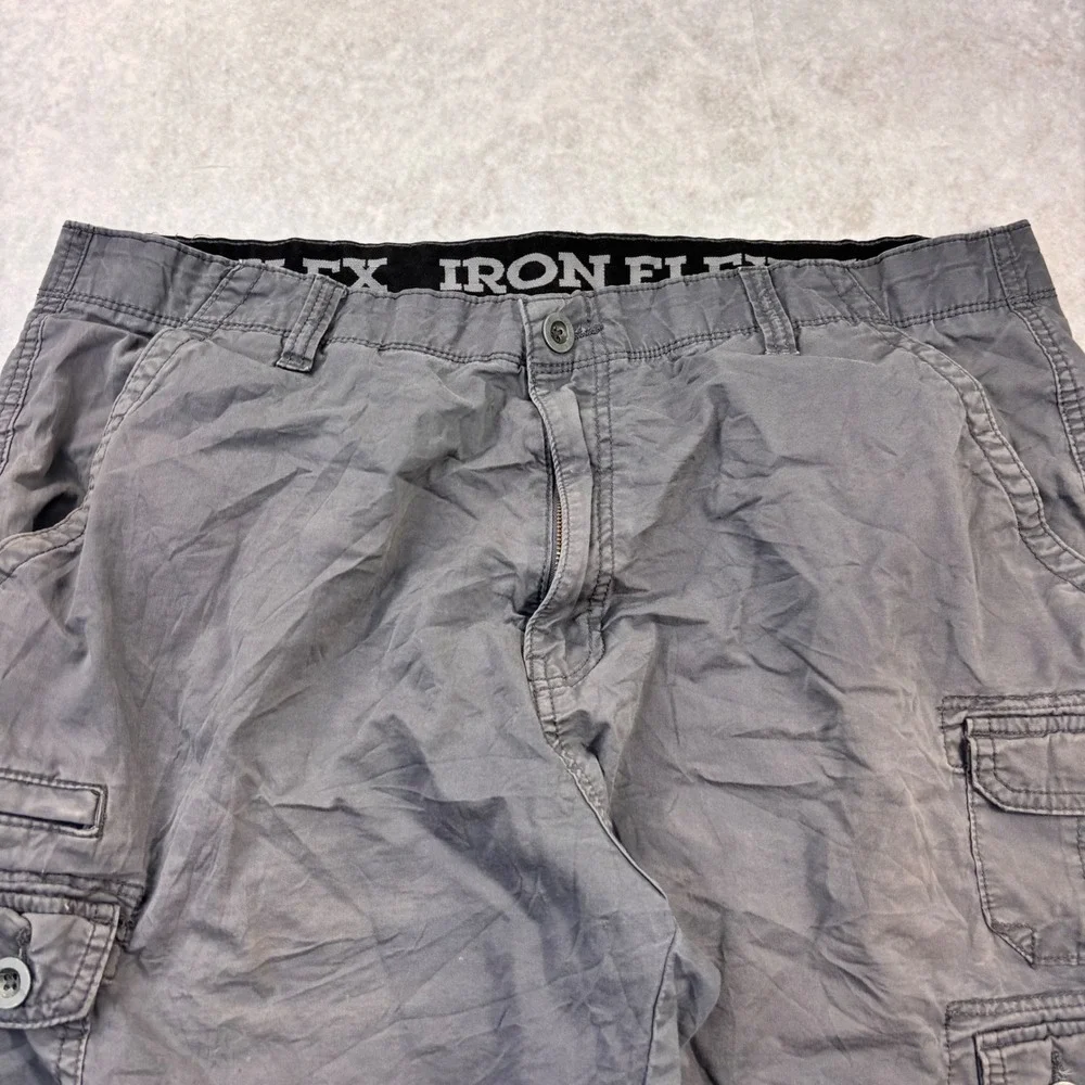 Iron Flex Mens 38 Gray Cargo Shorts Baggy Multi Pocket Utility Y2K Skater Grunge